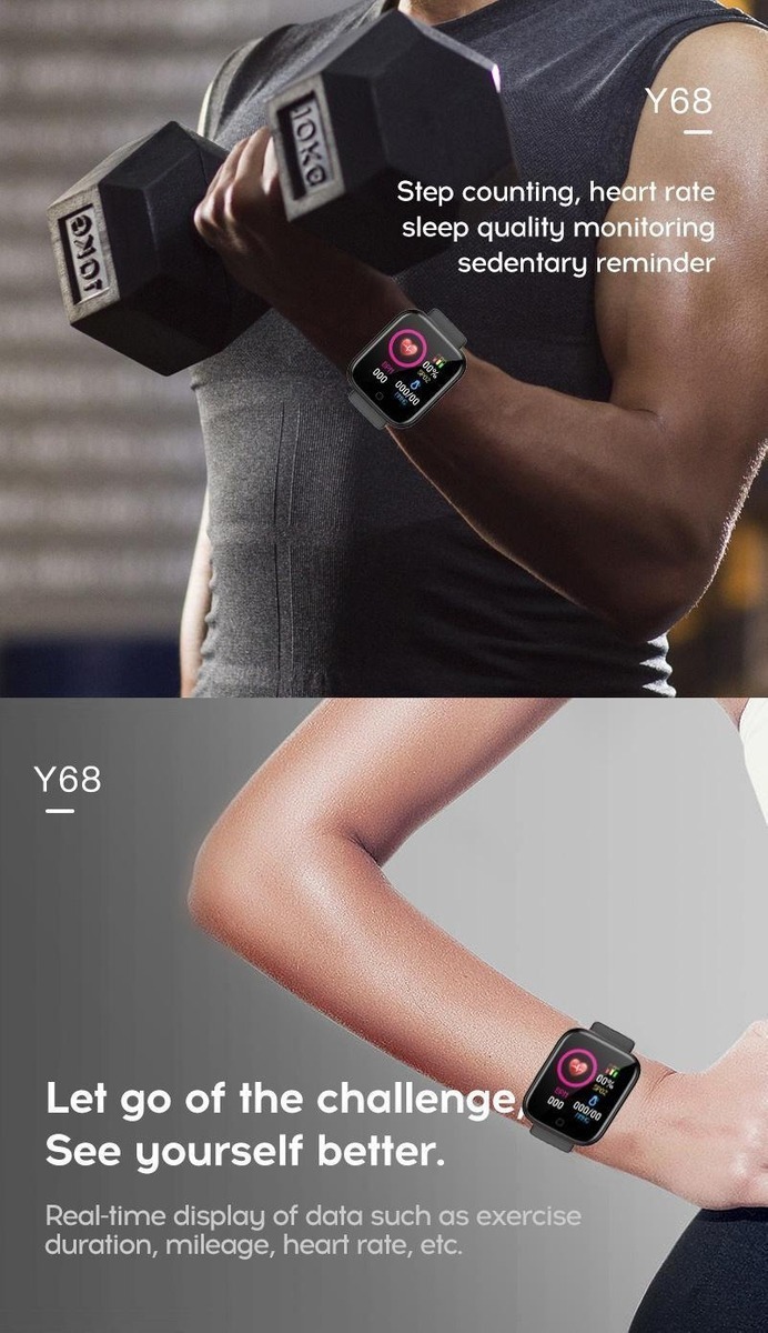 Y68 À Prova D' Água Rosa Digital Smartwatch Mulh - Imagem 11