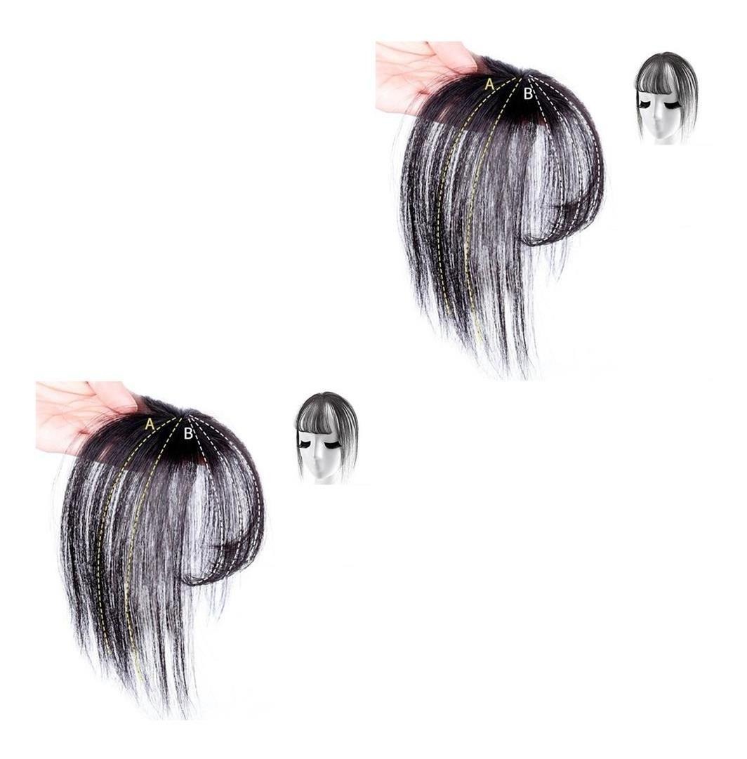 2 Peças De Perucas Invisíveis Air Bangs, Extensão De Cobertu - Imagem 3