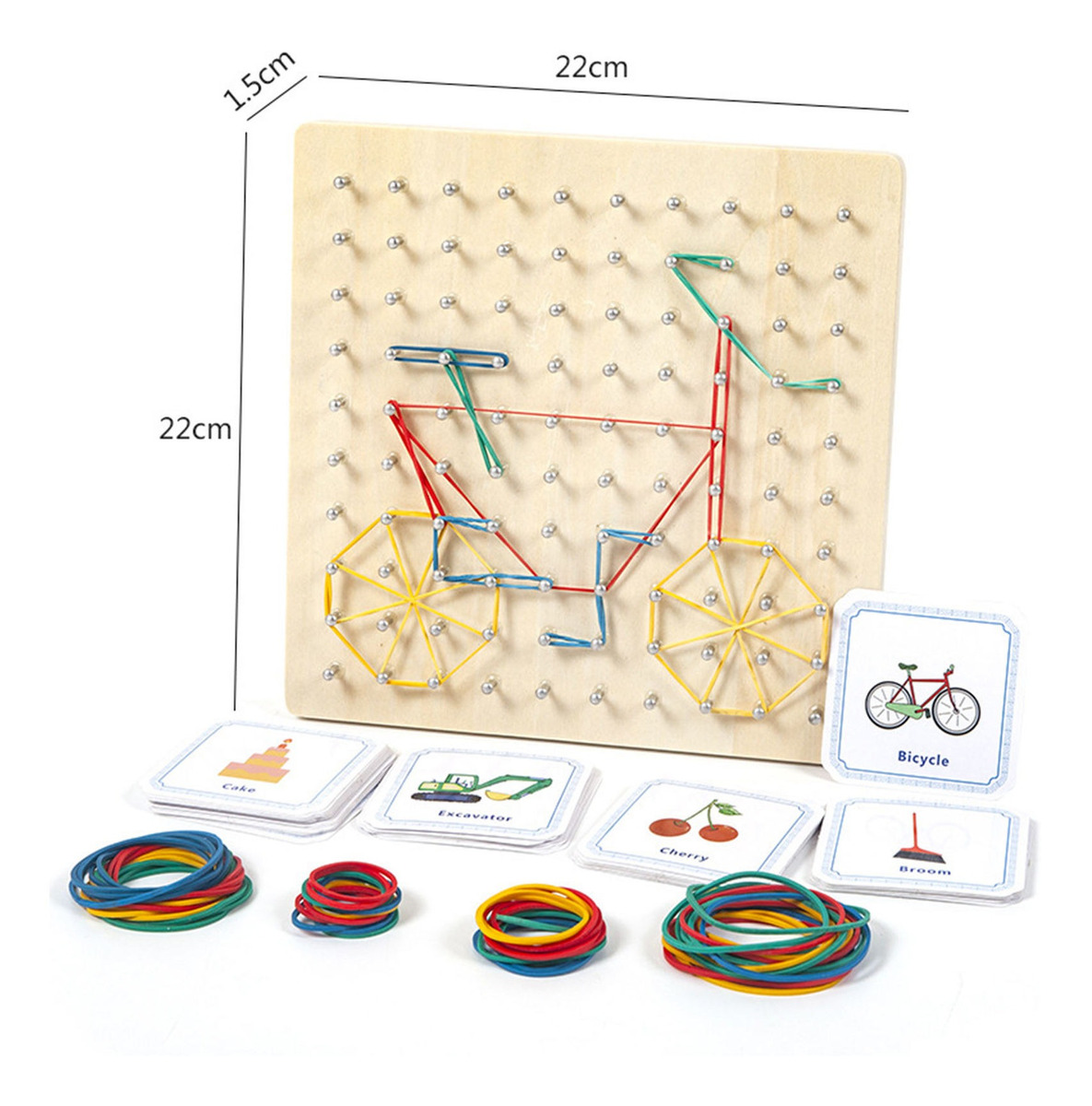 Montessori Geoboard Wooden Matemático Manipulative Math - Imagem 7