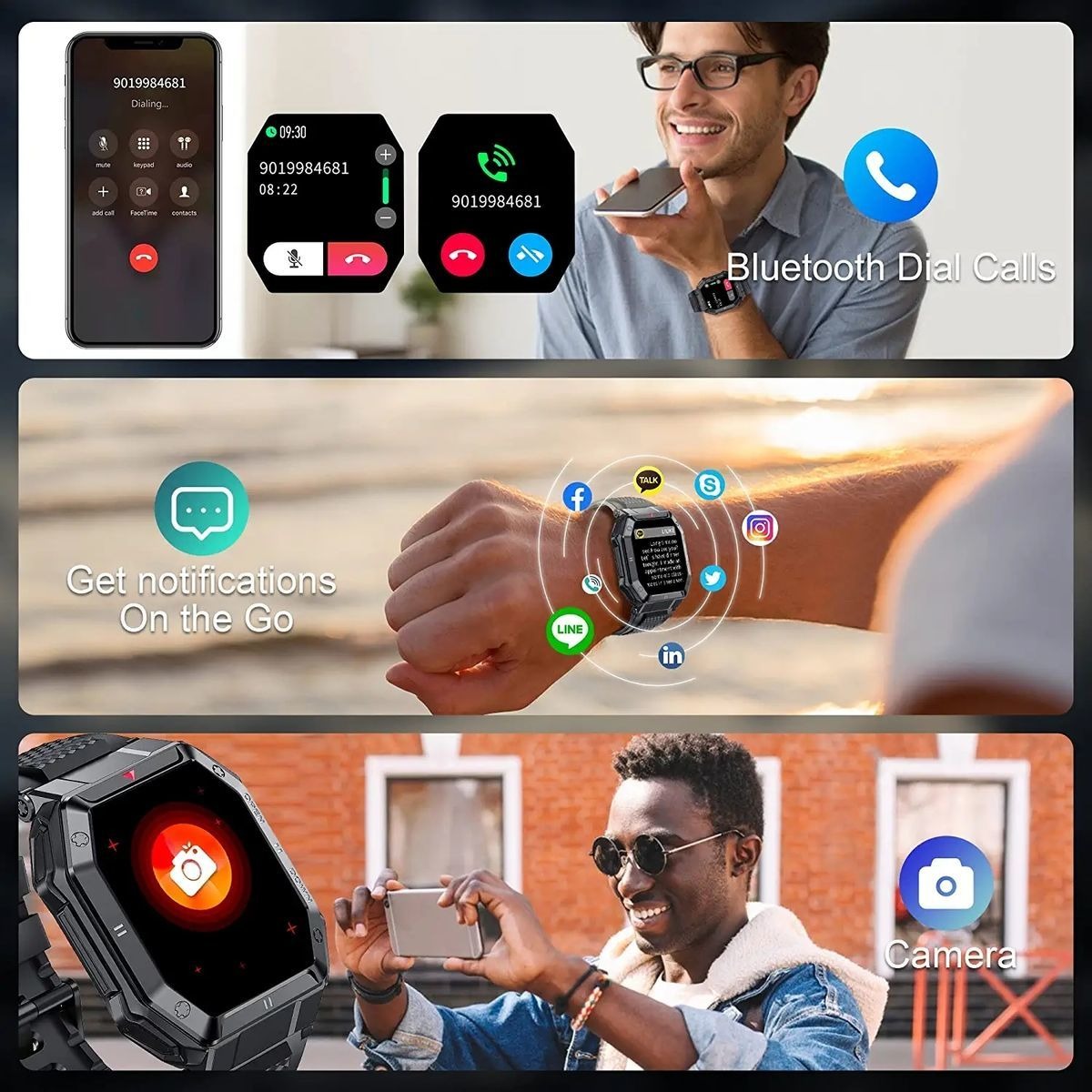 Relógios Inteligentes Para Homens Bluetooth Call Answer 1.85