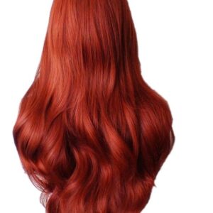 Peruca De Cabelo Sintético Longo Encaracolado Vermelho Cobre
