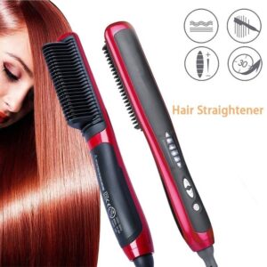 Cerâmico Escova Alisadora De Cabelo Pente Elétrico Portátil