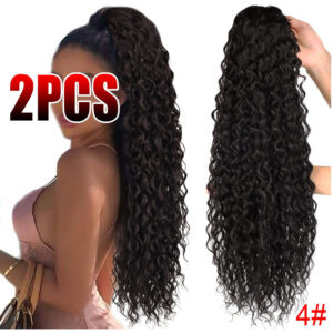 2pcs Sintético Cavalo De Encaracolado Extensão Ondulado Rabo