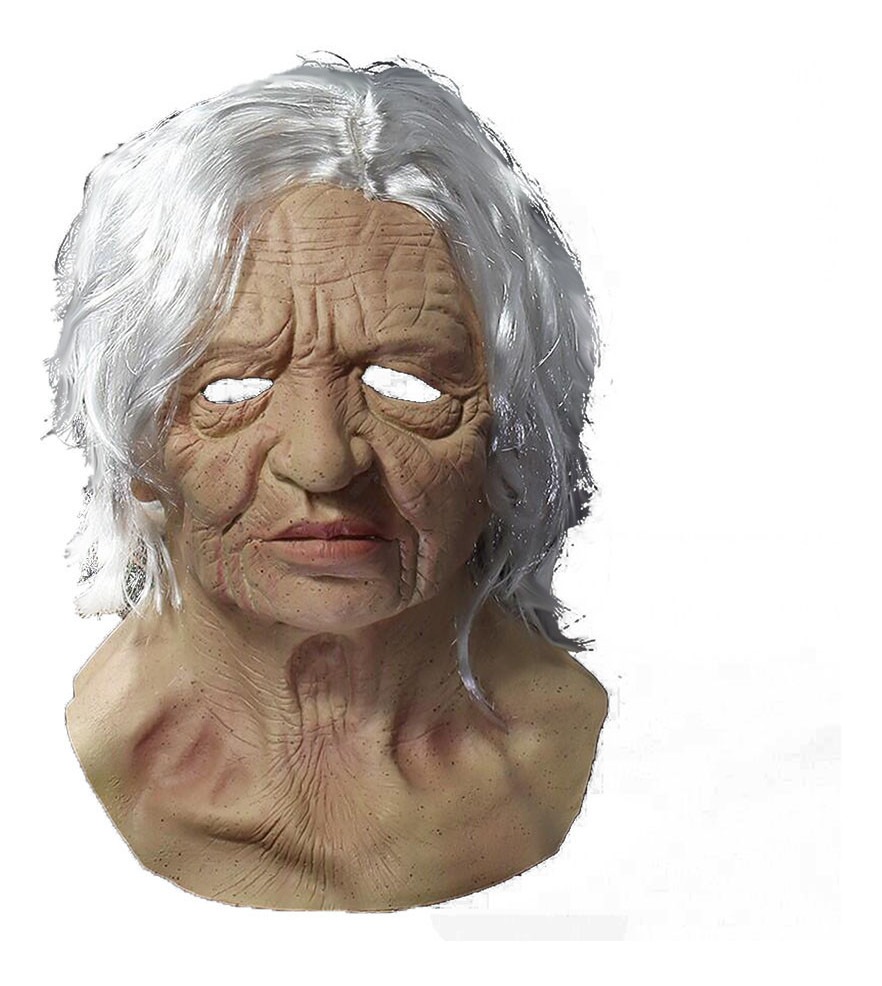 Máscara De Mulher Velha De Halloween Máscara Facial Assustad - Imagem 2