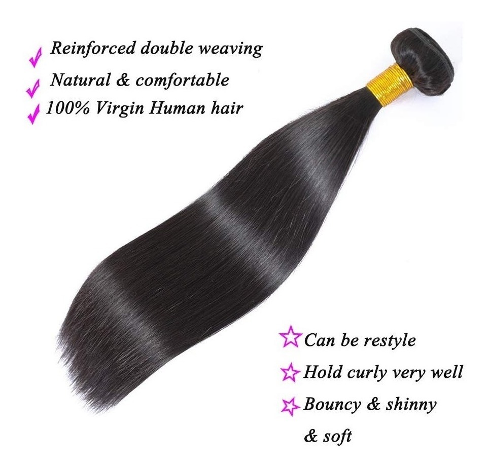 Aplique Cabelo Liso Com Humano Natural Brasileiro 100g 3pcs - Imagem 3