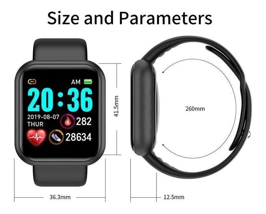 Y68 À Prova D' Água Rosa Digital Smartwatch Mulh - Imagem 3