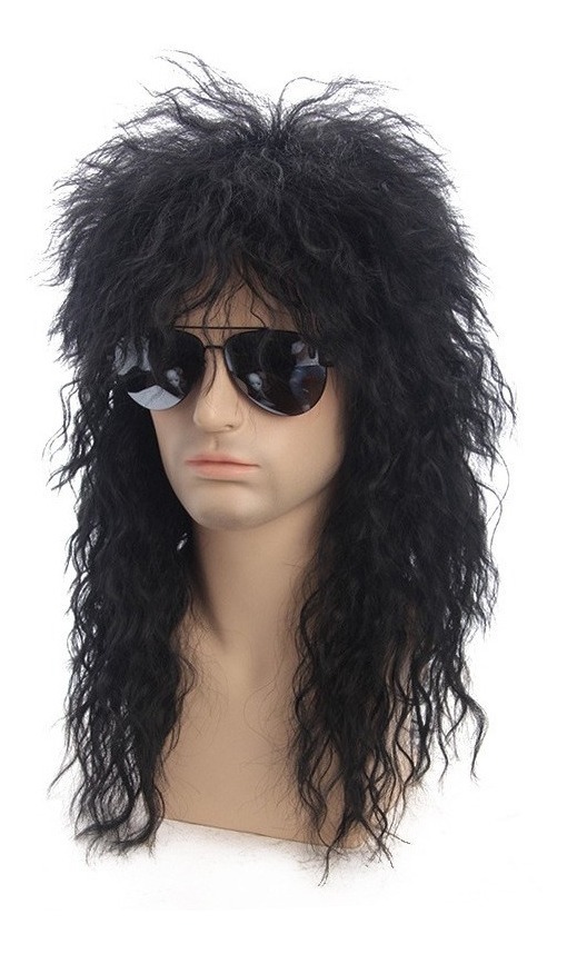 Peruca Masculina Fantasia Tainha Dos Anos 80 Para Festa 2pcs - Imagem 2