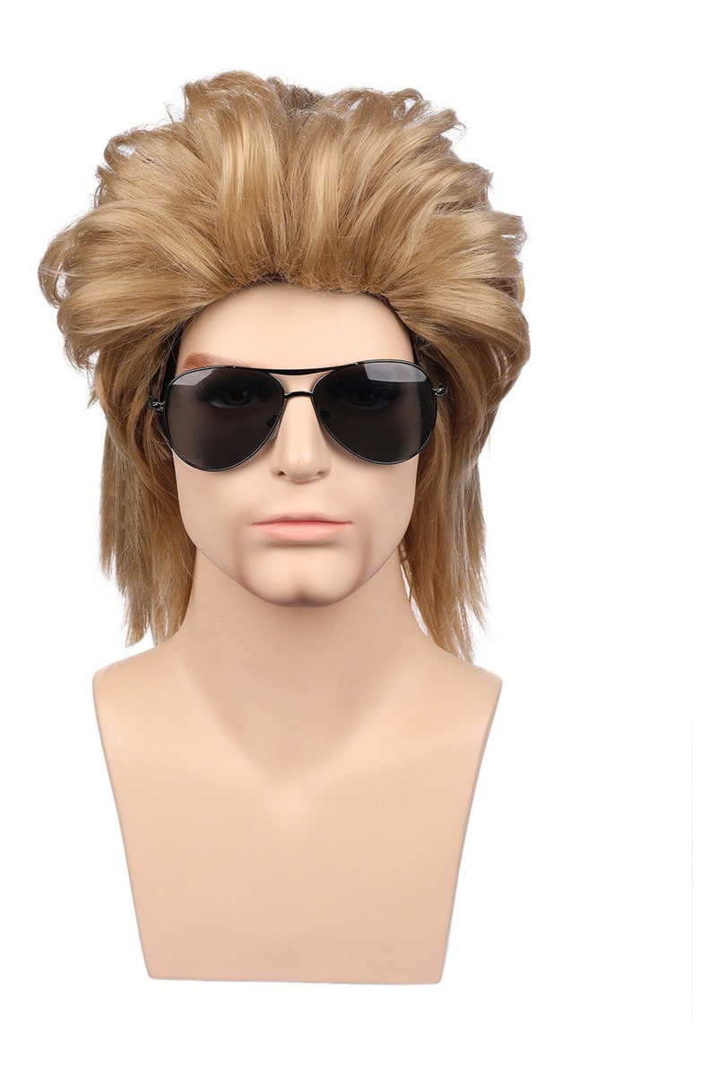 Conjunto De Peruca Masculina Curta, Cabelo Encaracolado Ting - Imagem 2