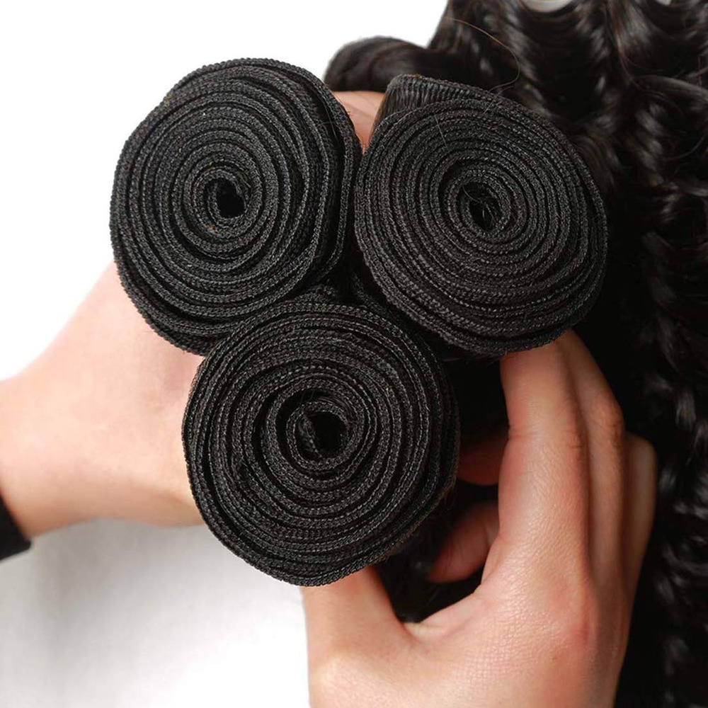 Pacote Virgem Peruca Do Cabelo Humano Cachos De 65cm Preto - Imagem 4