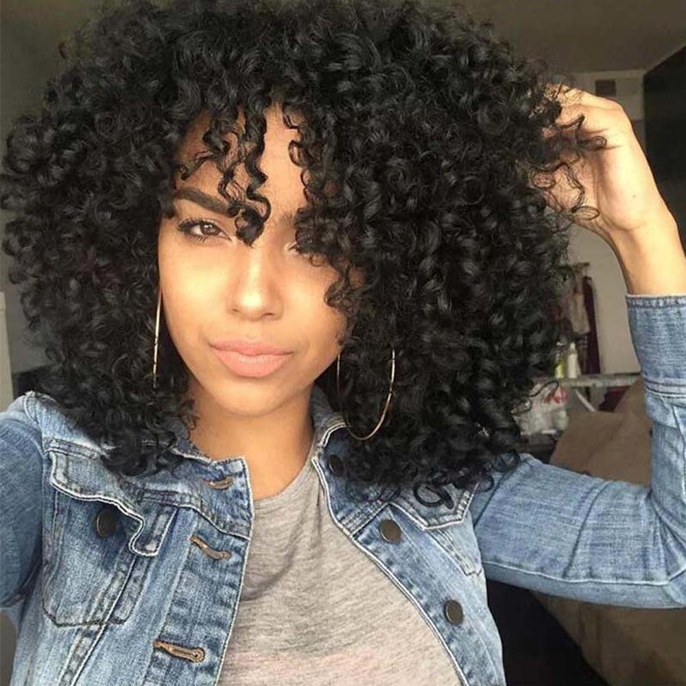 Peruca De Renda Afro Encaracolada Feminina Natural Com Cacho - Imagem 6