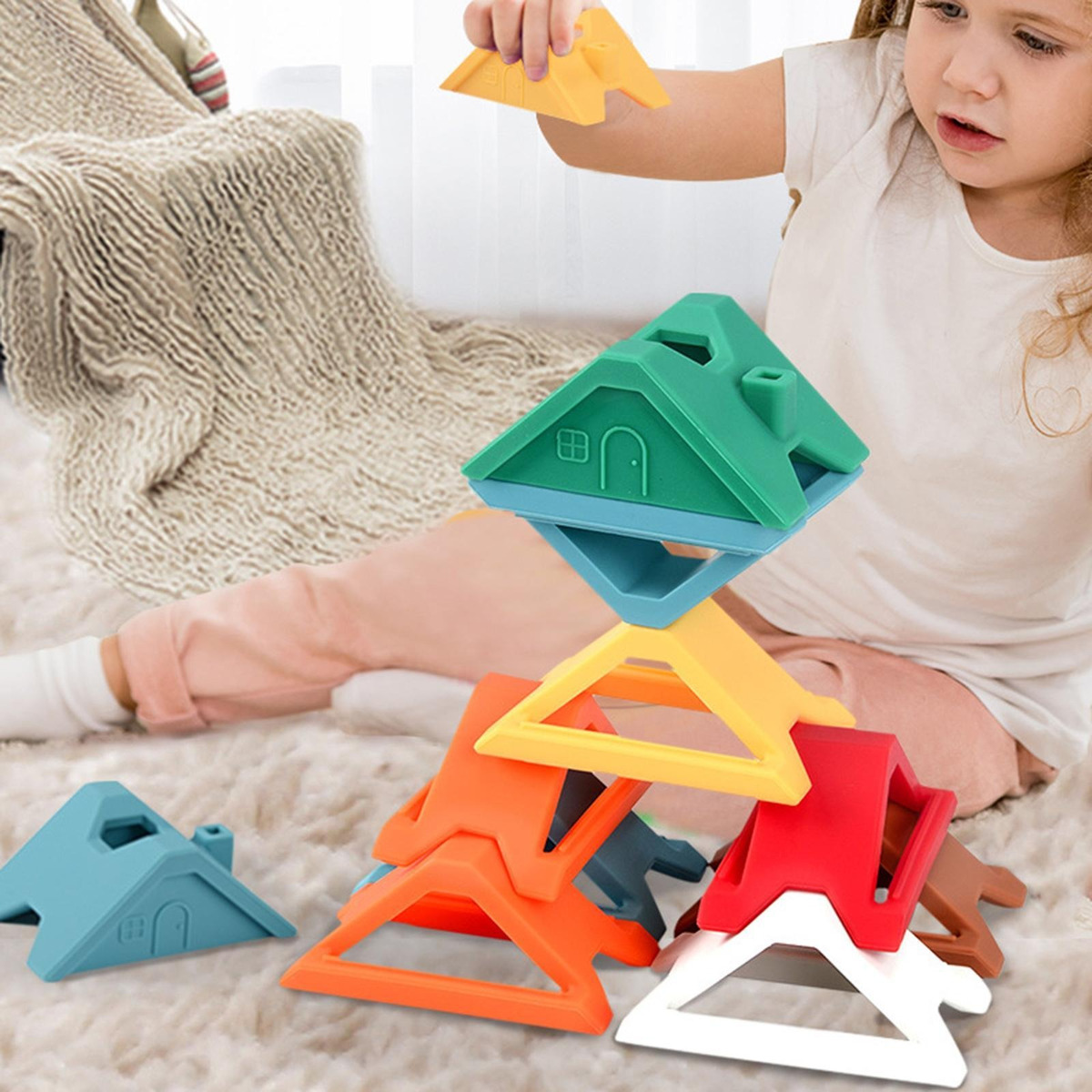 De Empilhamento De Silicone Criativos Pré-escolares Blocos - Imagem 28