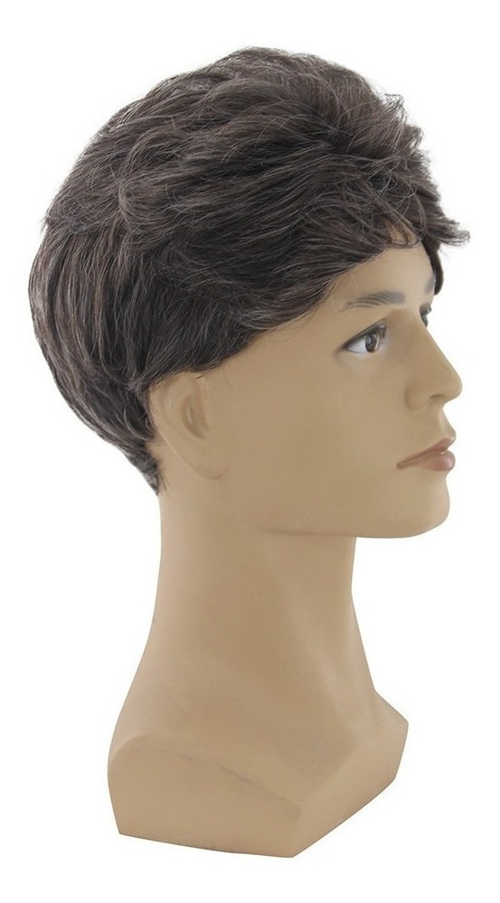 Moda Perucas Curtas Para Homens Peruca Homem Masculino Marro - Imagem 4