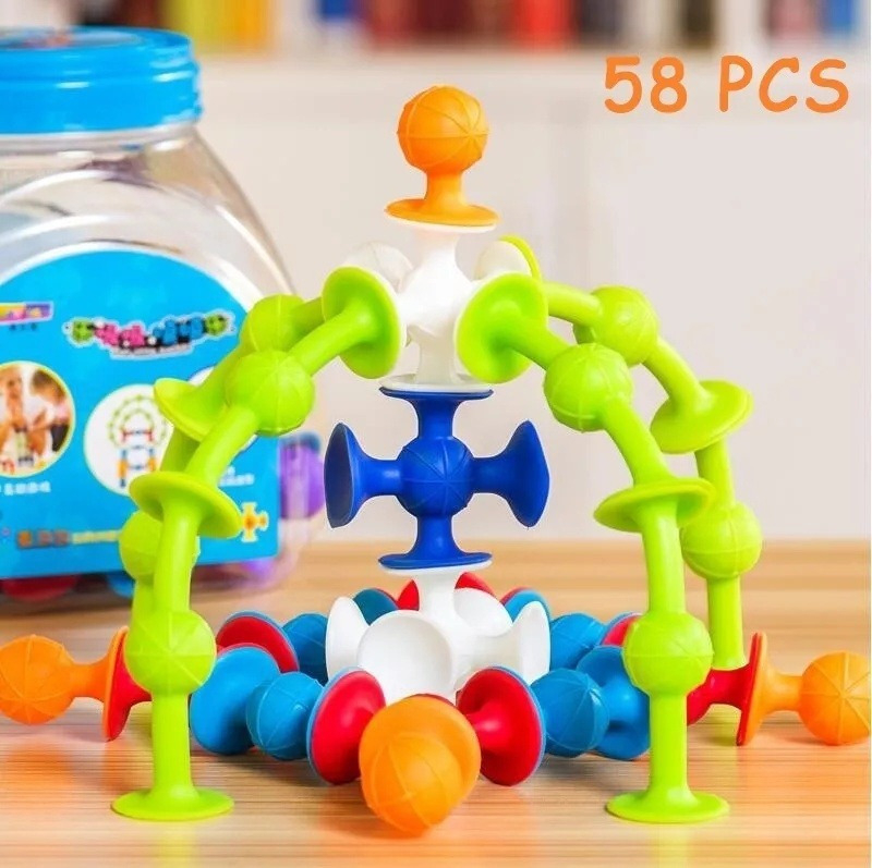 58pcs/set Brinquedos Educativos De Construção De Ventosas Pa
