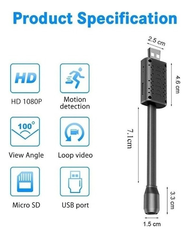 Mini Câmera Hidden Usb Wifi Spy Gravando Áudio Discreto Vid - Imagem 8