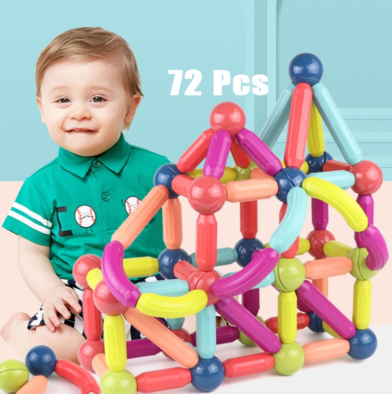 72 Pçs Brinquedos De Ima Blocos De Educativo Montar Infantil