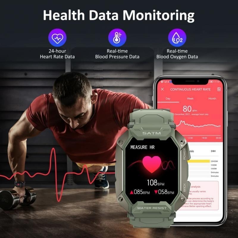 Smartwatch Militar C20 Anti-choque À Prova D'água 50m - Imagem 7