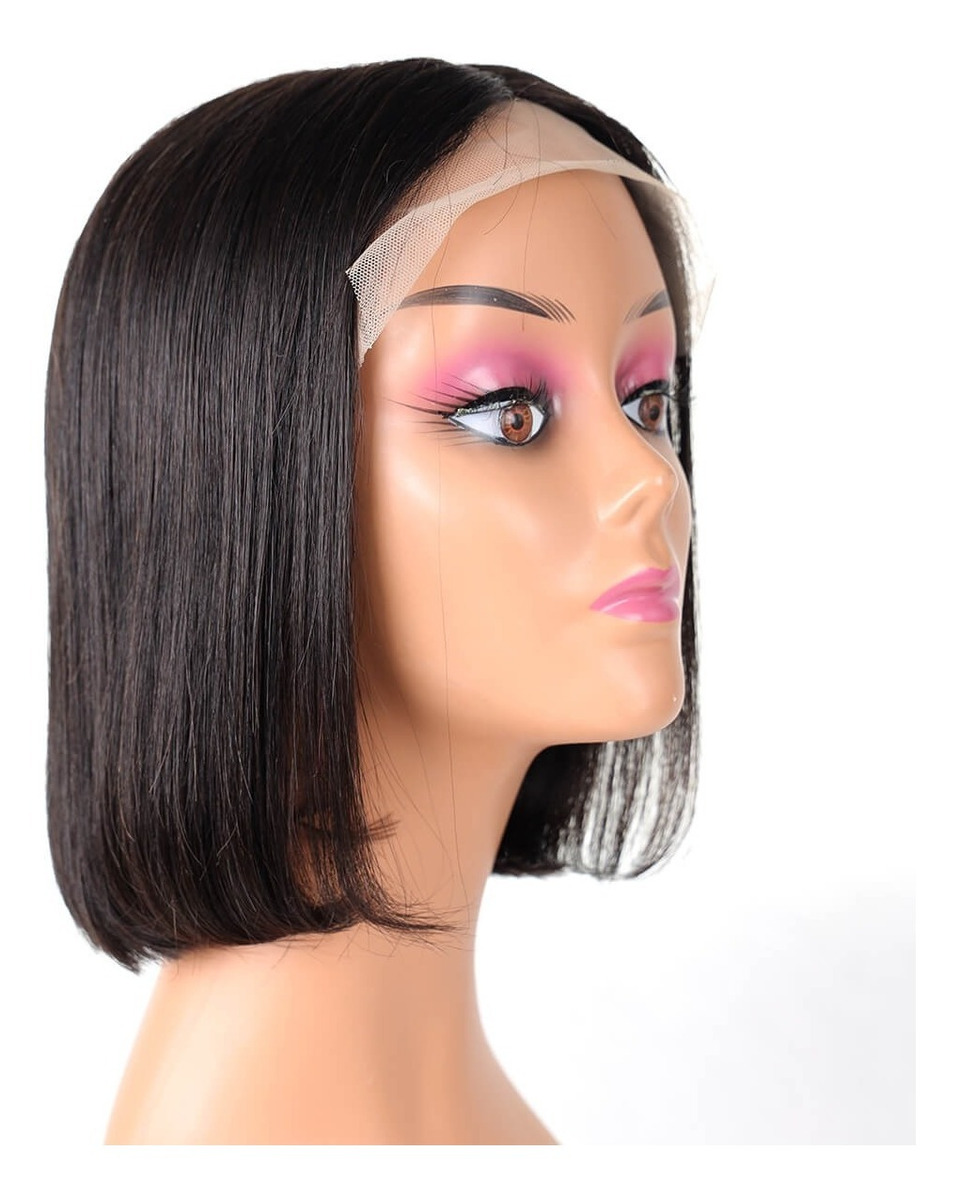Peruca De Renda 30cm Reta De Cabelo Humano Brasileiro - Imagem 3