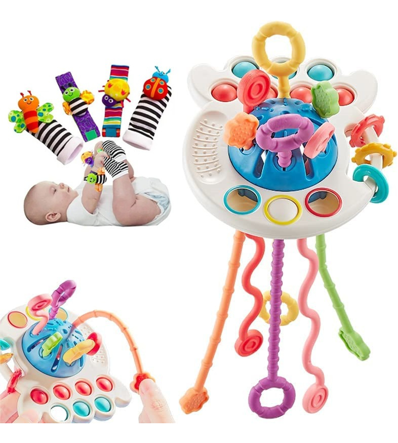 5pcs Mão Cordão Sensorial Montessori Brinquedo Chocalho Sino