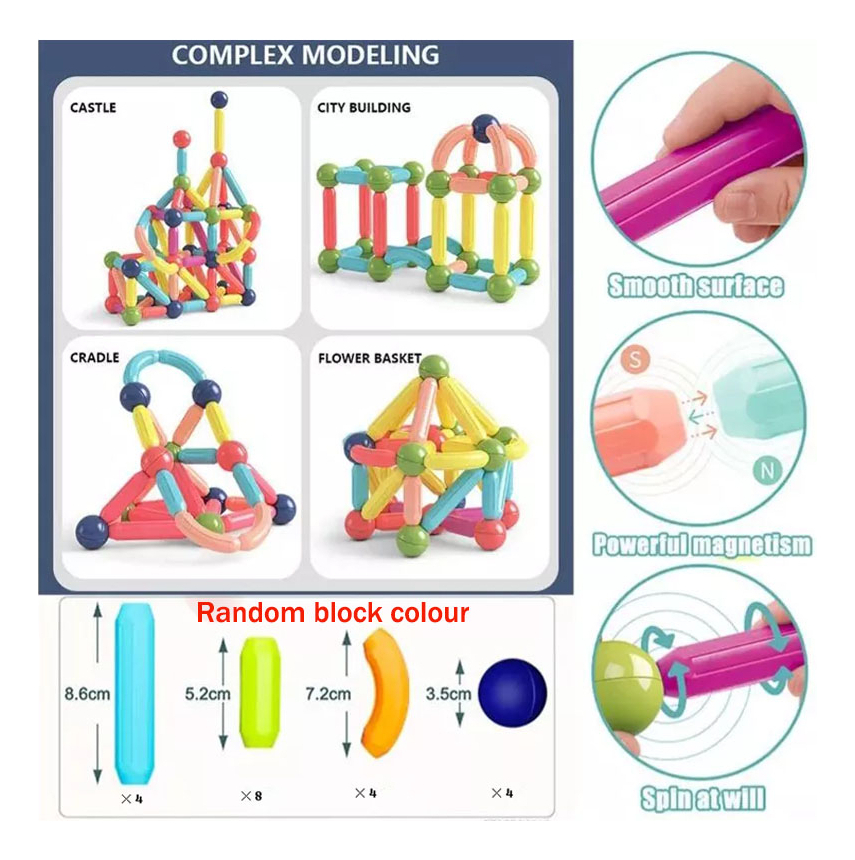 20pcs Magnetic Stick Building Blocks Jogo Ímãs Conjunto - Imagem 2