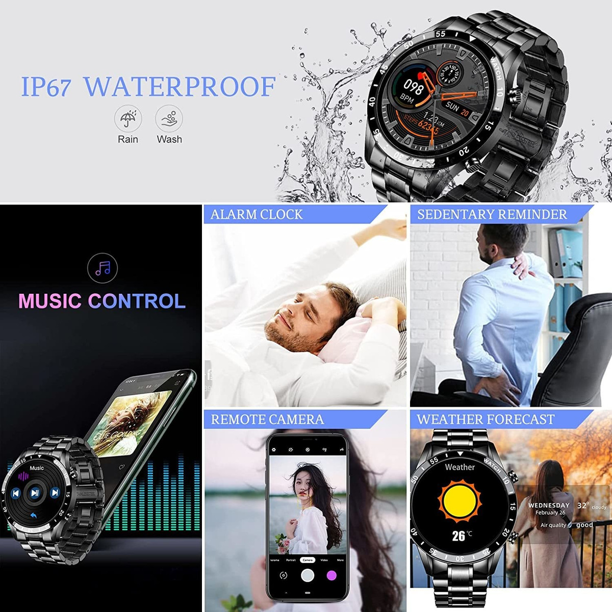 Smartwatch Masculino Para Android Ios Calls Blue - Imagem 3