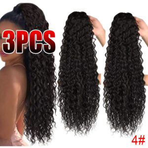 3pcs Wig De Peruca Longa 60cm Cacheada De Cabeça Africana