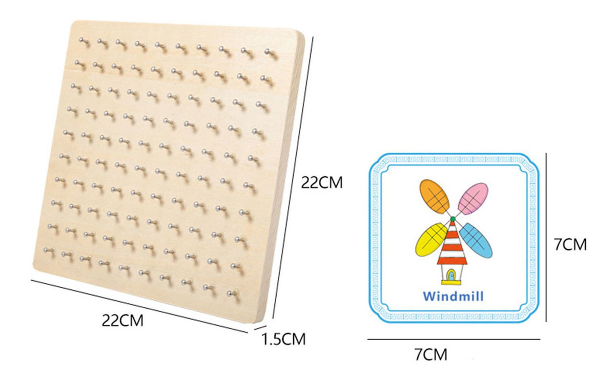 Montessori Geoboard Wooden Matemático Manipulative Math - Imagem 11