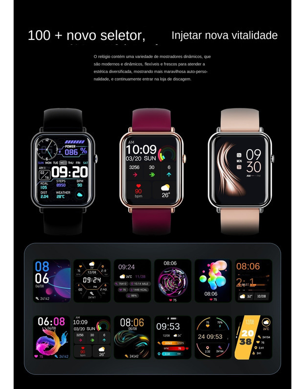Smartwatch Q19pro Hd, Pulseira De 1,7 Polegadas, Te - Imagem 4