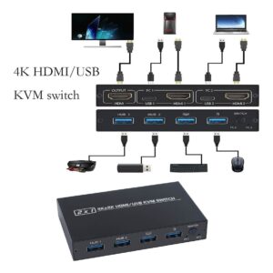 Caixa Divisora De Comutador 4k Hdmi Usb Kvm 2x1 8005