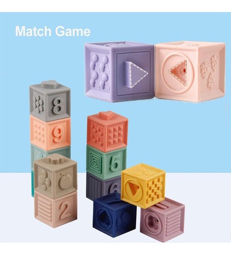 Blocos De Construção Do Brinquedo Do Bebê De Silicone 12pcs - Imagem 4