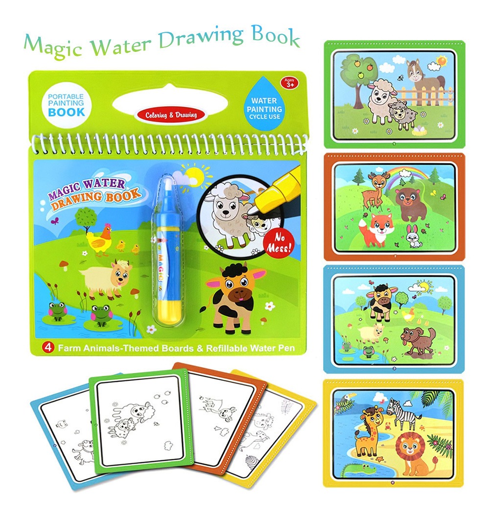 Livro De Desenho De Água Mágica Colorir Pintura De Água Livr - Imagem 3