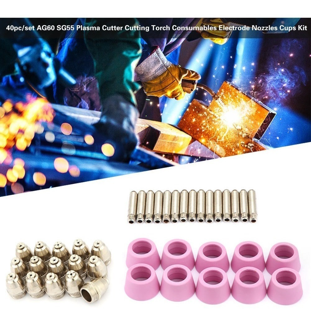 40pc/set Ag60 Sg55 Cortador Plasma Tocha Consumíveis - Imagem 2