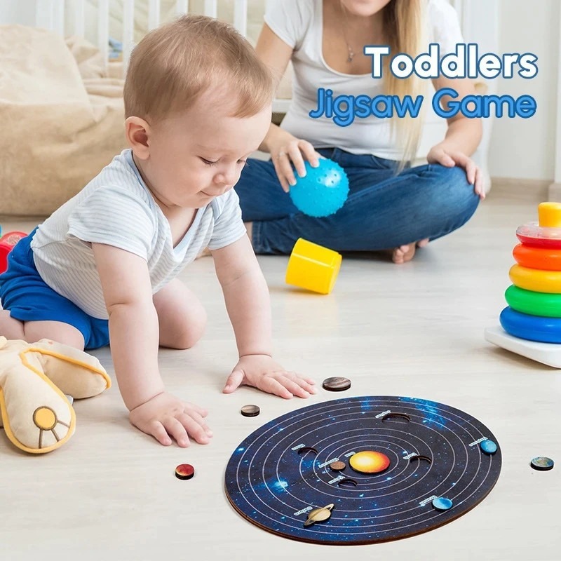 Brinquedos Montessori Kids Wooden Universe Planet Puzzle - Imagem 8