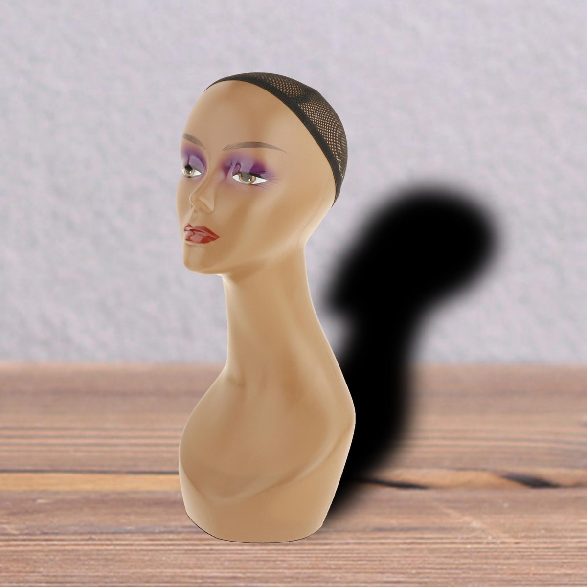 Bust Peruca Cabeça Stand Modelo Chapéus Costura Preta - Imagem 4