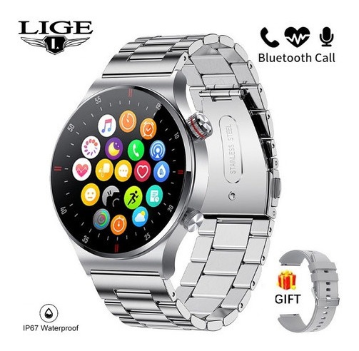 Smartwatch Lige Bluetooth Nfc Men Sport À Prova D'água - Imagem 14