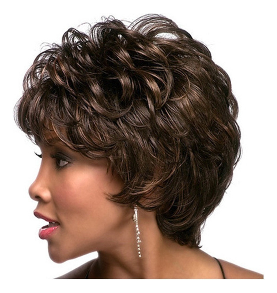 Peruca Marrom Clara De Cabelo Curto Feminino - Imagem 4