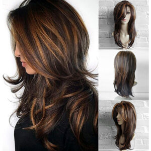 Perucas Cabelo Encaracolado Misturado Núcleos Sintéticos 65c