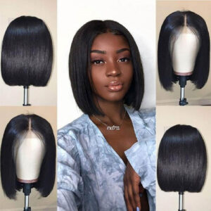 Peruca Bobo Micro Encaracolada De Cabelo Liso Curto Feminino