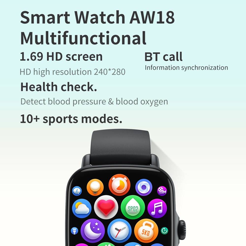 Smartwatch Aw18 1,69 Hd De Tela Grande Bt Call À Pr - Imagem 6
