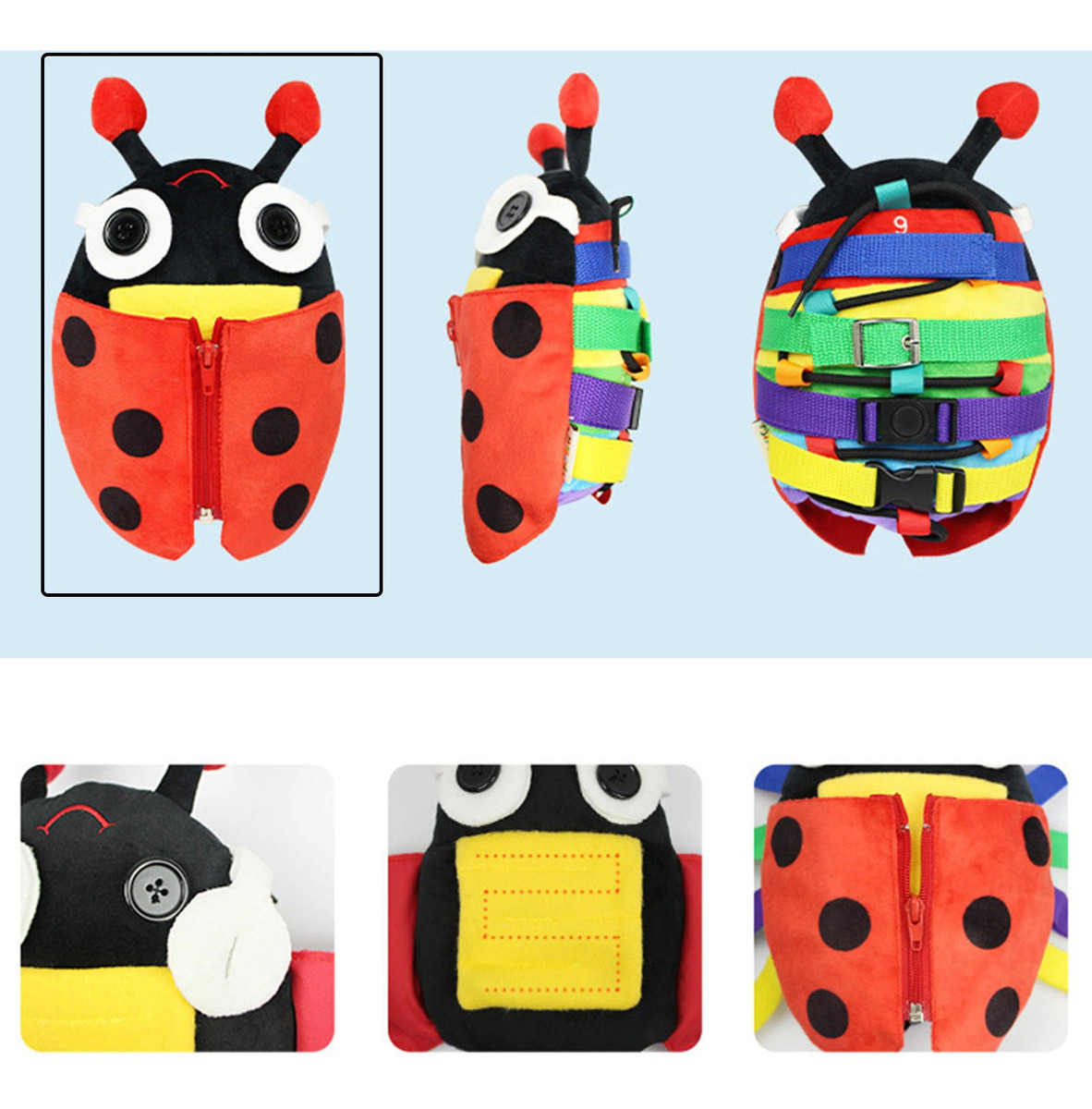 Fivela Sensorial De Pelúcia Aprendizagem Brinquedo Zipper - Imagem 4