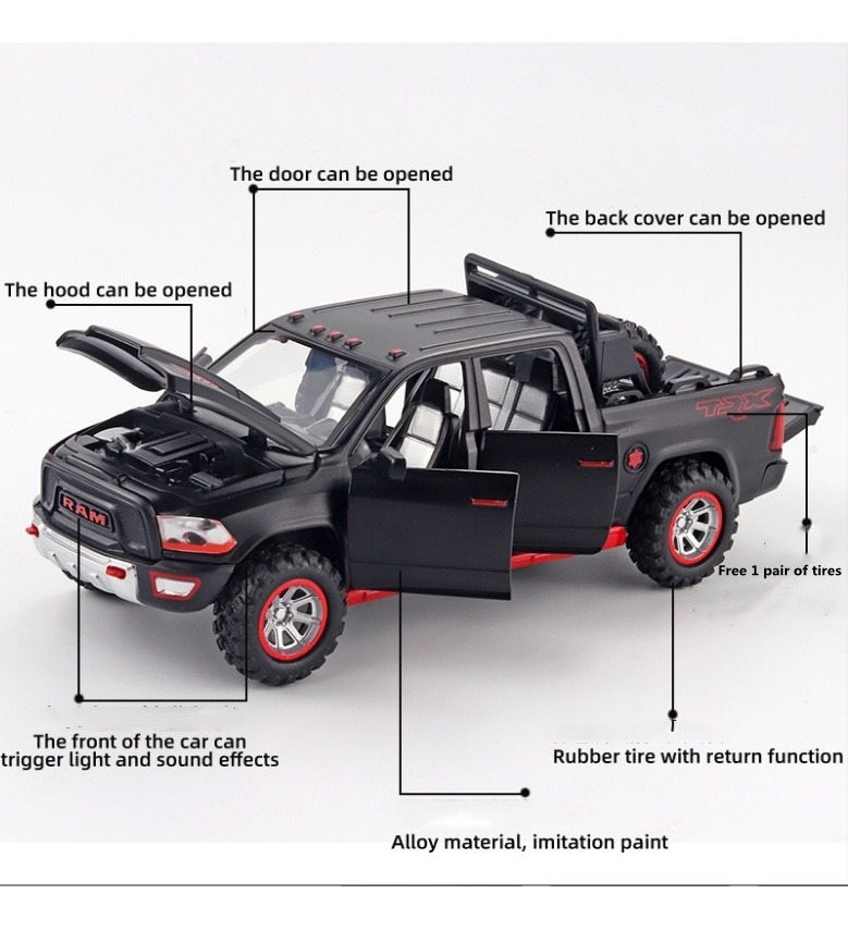 Modelos De Carros De Liga Leve 1:32 Para Dodge Ram Trx - Imagem 10