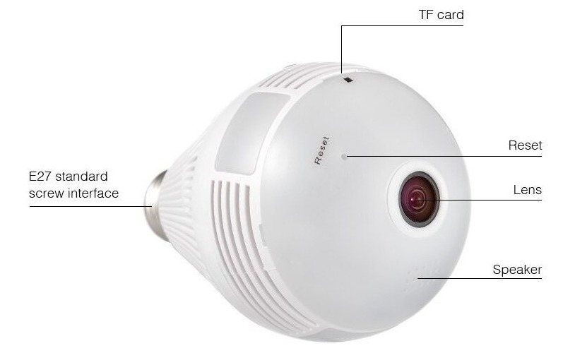 Câmera De Luz Espiã Ip Led Wifi Hd Panorama 360º Móvel - Imagem 10