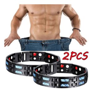 2pcs Pulseira De Terapia Magnética Linfa Pulseira De Emagrec