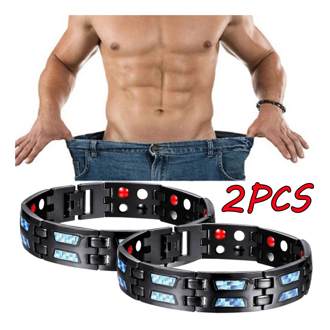 2pcs Pulseira De Terapia Magnética Linfa Pulseira De Emagrec