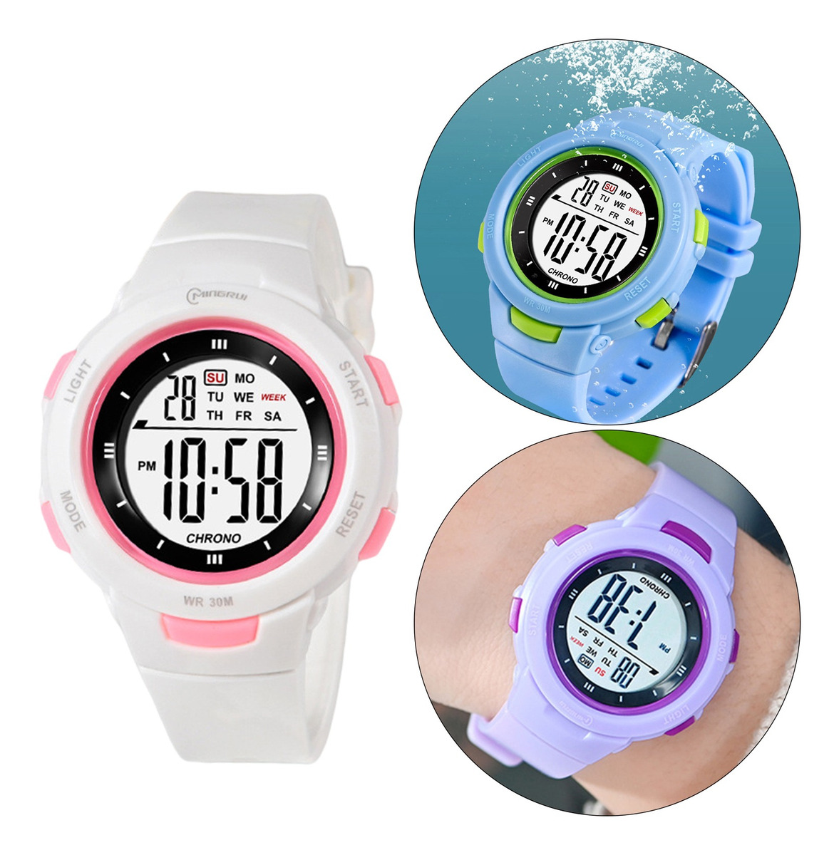 Meninos Girls Digital Watch Electro Impermeável Ao Ar Livre - Imagem 14