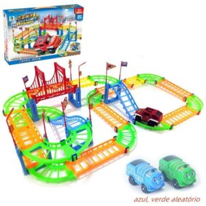 Pista De Carrinhos De Brinquedo Infantil Colorido + Trem