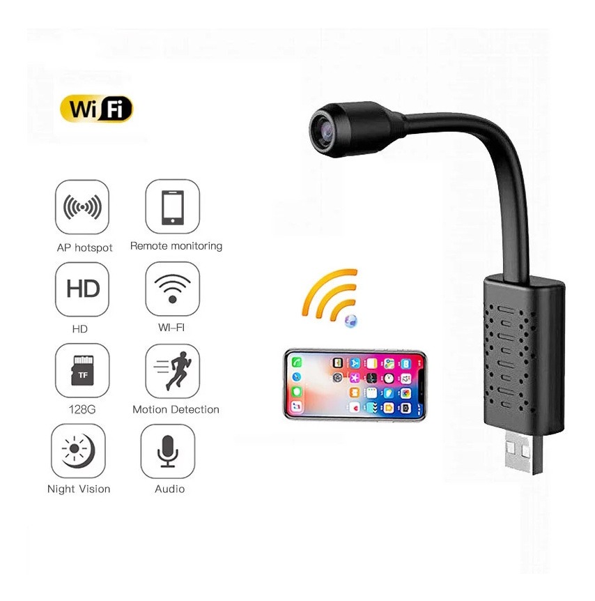 Mini Micro Camera Ip Espiã Wifi Hd Super Secreta Usb