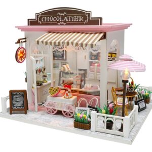 Casa De Bonecas Diy Kit Miniatura De Madeira Com Móveis Led