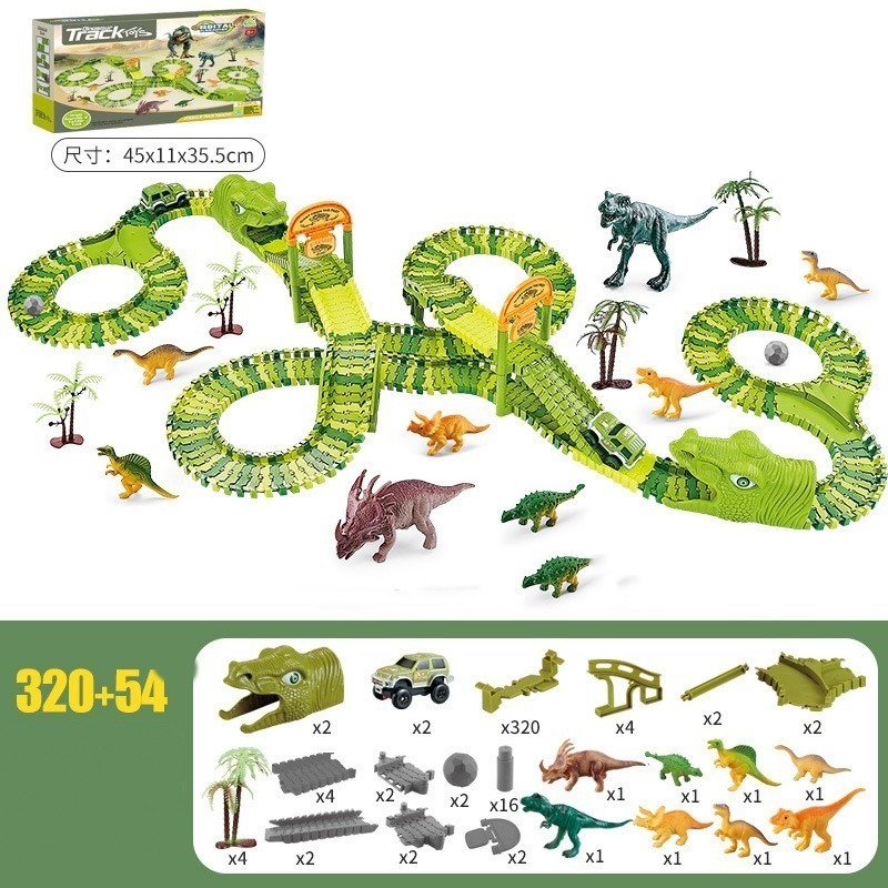 Kit 320 Pista De Carrinhos De Brinquedo Infantil Dinossauro