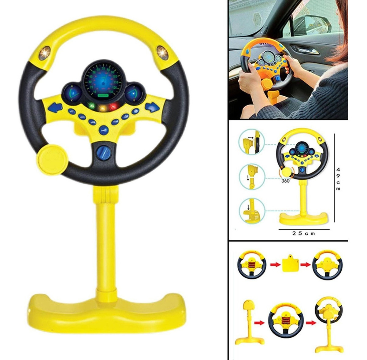 Volante Simulado Para Controle De Direção Infantil Com - Imagem 4