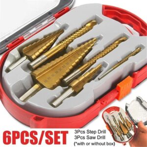 6pcs Espiral Groove Step Drill Set Hss Titânio-coa
